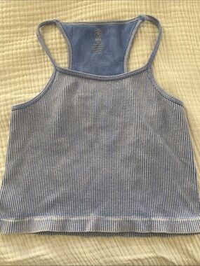 Aura Blue Ribbed Racerback crop Tank Top
